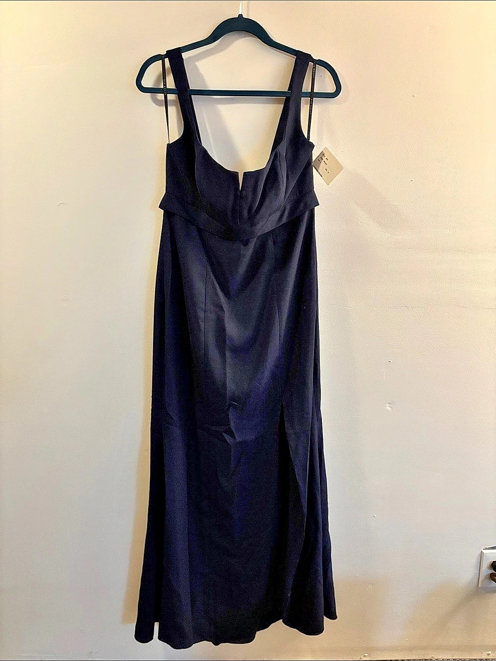 After Six Style 6838 Wide Strap Notch Empire Waist Dress with Front Slit Empire